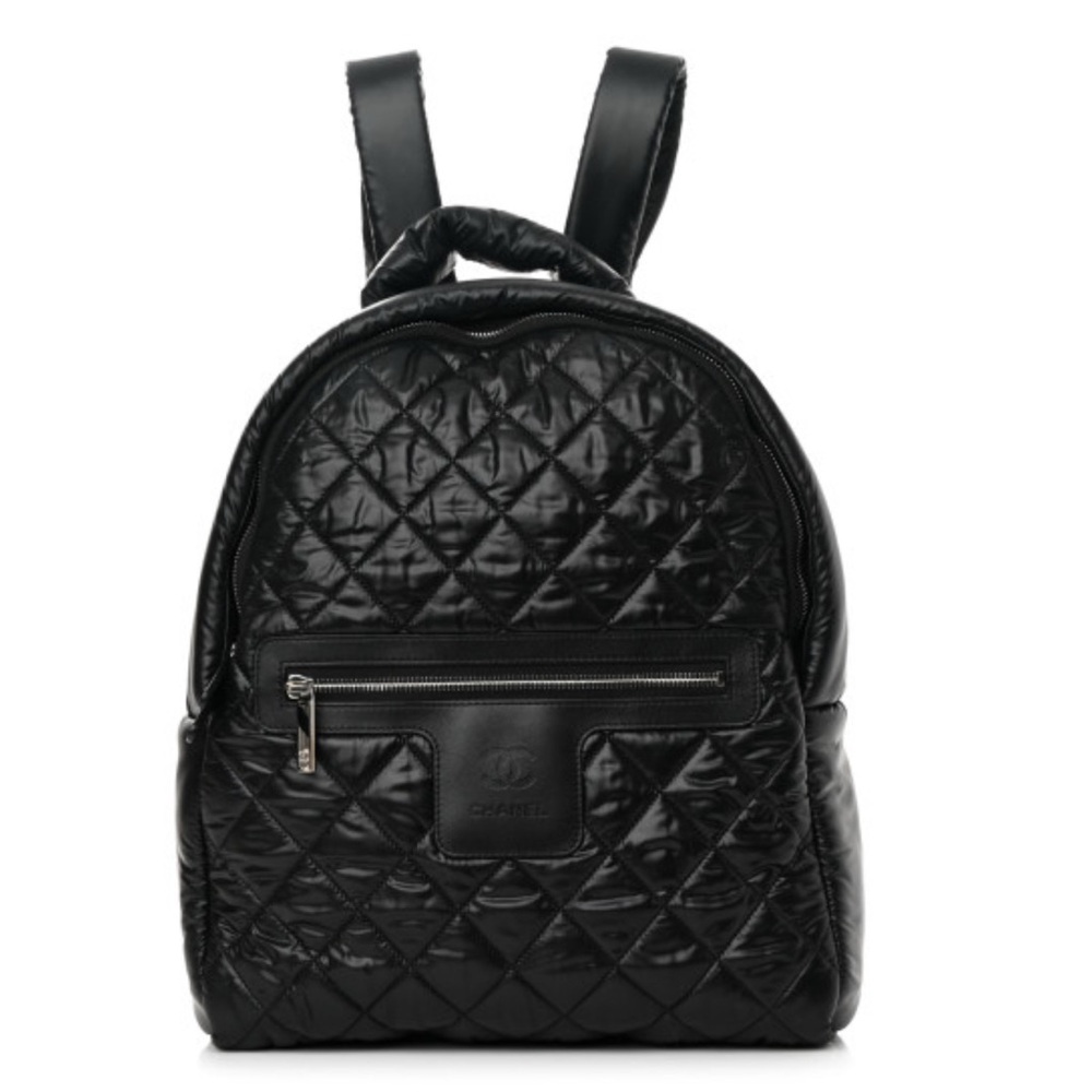 Chanel Shiny Black Quilted Backpack